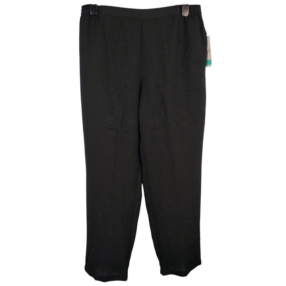 NWT Koret Womens SZ 16 Spring Bloom Pants Black Textured Officecore Minimalist
